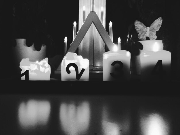 Photo lit candles at home