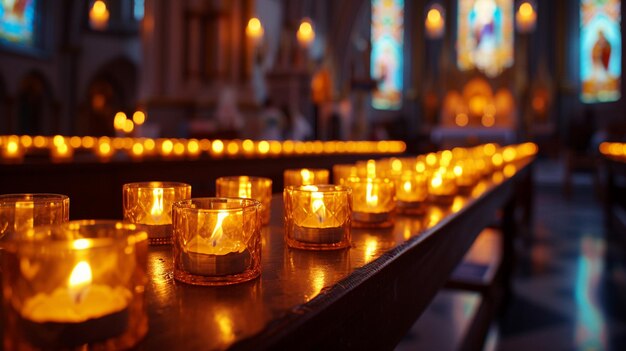 lit church candles background