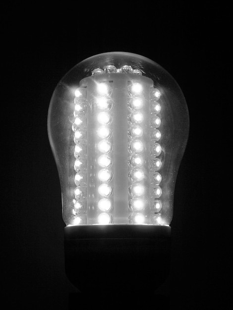 A lit LED Light Emitting Diod bulb