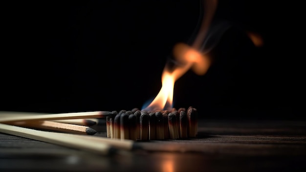 Lit match next to a row of unlit matches The Passion of One Ignites New Ideas Change in Others AI