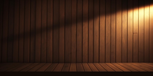 Lit realistic wooden wall top light shadow