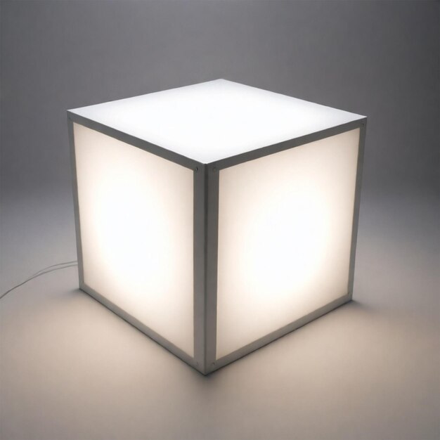 a lit up cube with a light on it