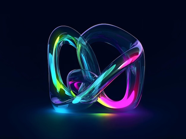 A lit up glass sculpture of a rainbow colored light.