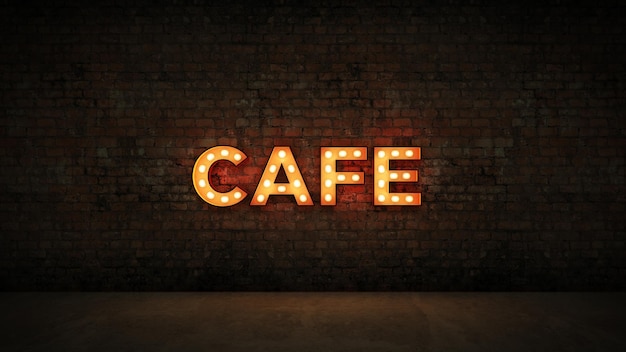 A lit up sign that says cafe on it