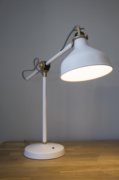 Lit white table lamp