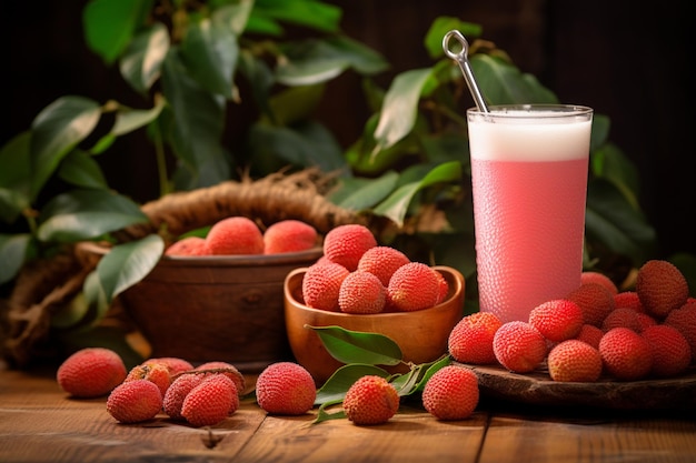 Litchi juice in a glass