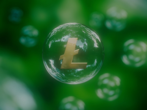Lite Economic Bubble Unstable Crypto Currency Nature 3D Illustration Render