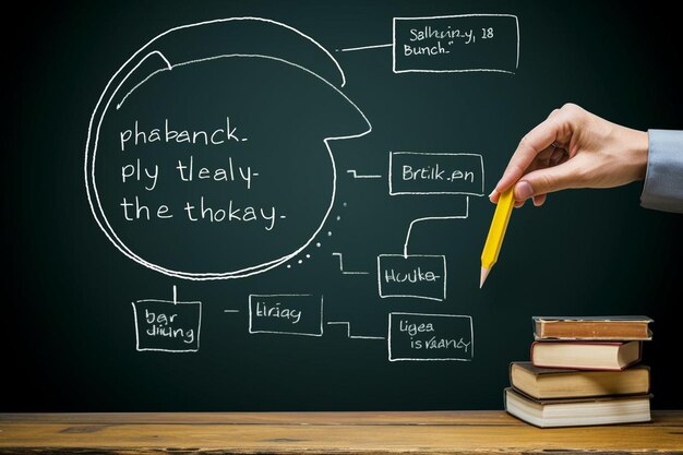 Literary plot diagram on chalkboard