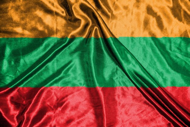 Lithuania cloth flag Satin Flag Waving Fabric Texture of the Flag