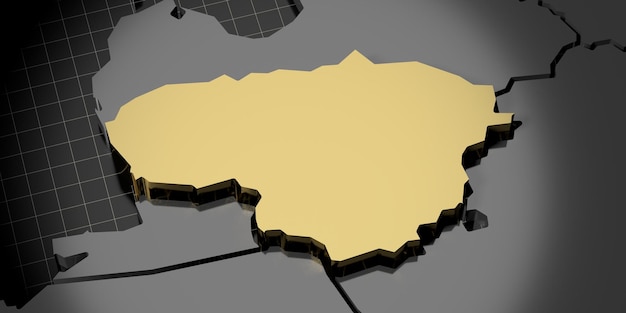Lithuania country shape 3D illustration