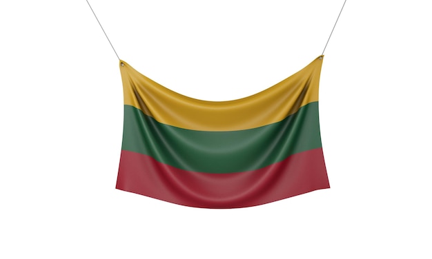 Lithuania national flag hanging fabric banner d rendering