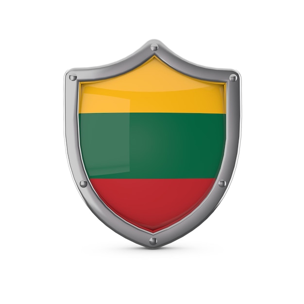 Lithuania security concept metal shield shape with national flag