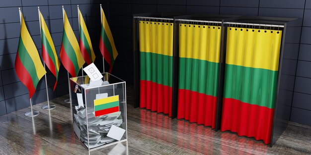 Foto lituania cabine elettorali e elezioni di schede elettorali concetto illustrazione 3d