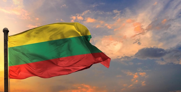 The lithuania waving flag and sky background.