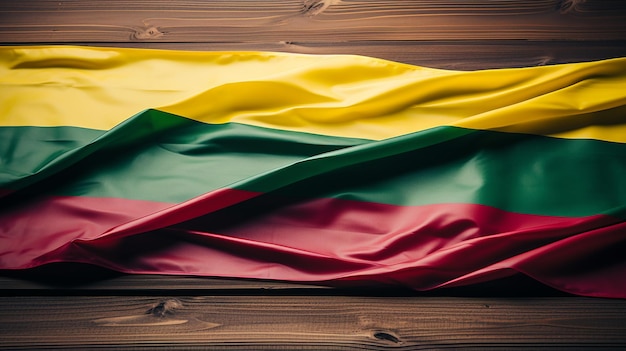 Photo lithuanian colors national flag with horizontal stripes