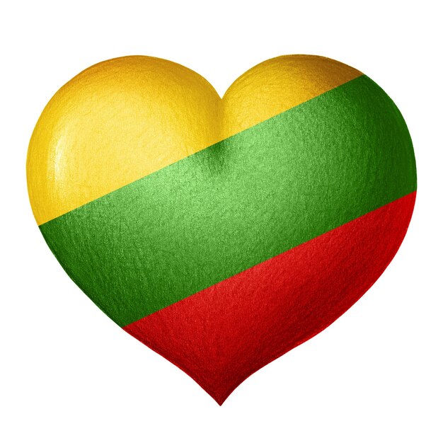 Photo lithuanian flag heart isolated on white background pencil drawing