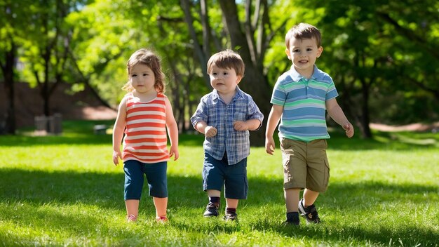 Photo litlle kids in a park