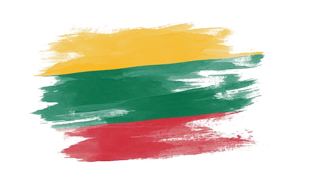 Litouwen vlag penseelstreek, nationale vlag op witte achtergrond