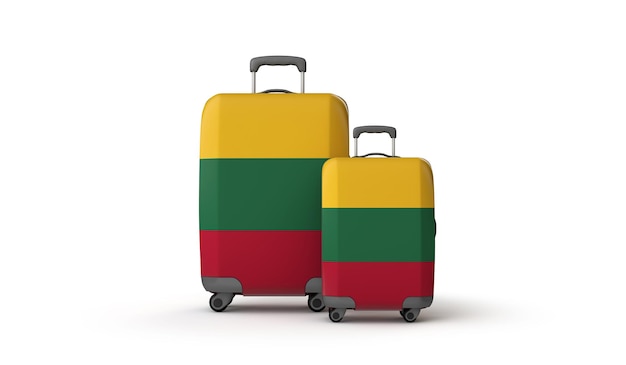 Litouwen vlag vakantiebestemming reiskoffers geïsoleerd op witte d render