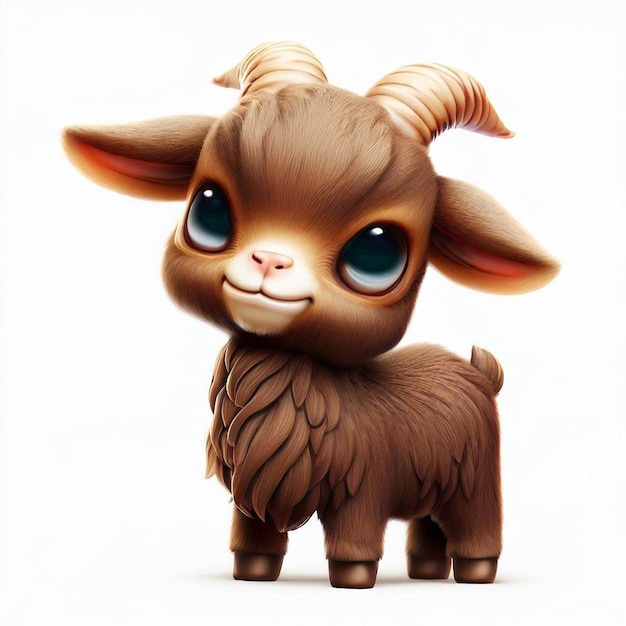 a little 3d goat with big eyes