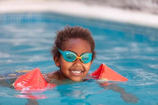 Little african child in the pool 