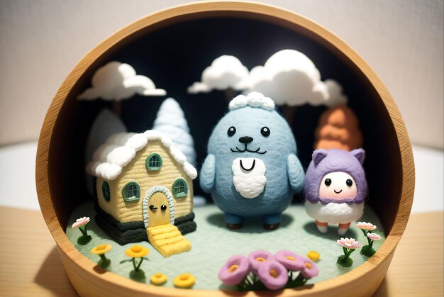 little animals little monsters and cute little houses made of wool and felt