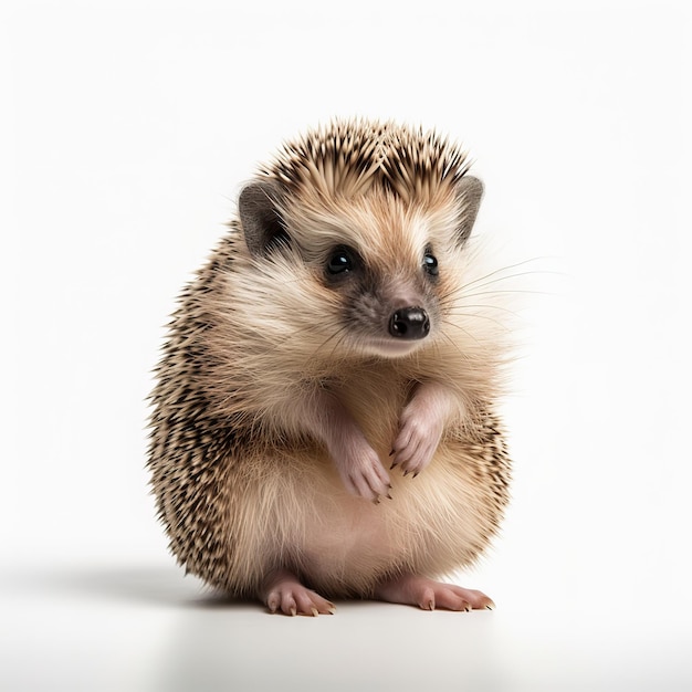 a little baby hedgehog on white background