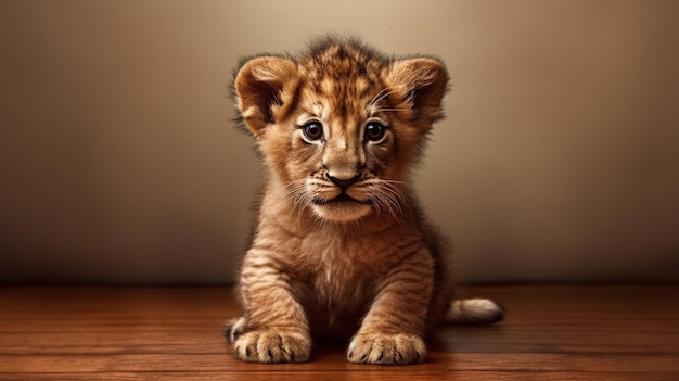 a little baby lion HD 8K wallpaper Stock Photographic Image