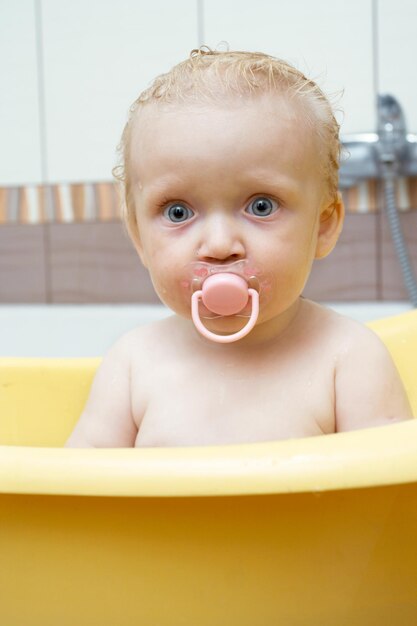 Little baby portrait a bath