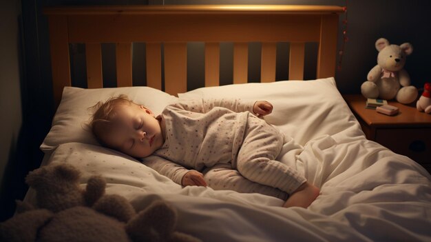 little baby sleeping in the bed