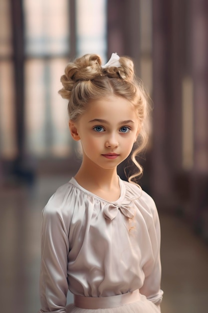 little ballet dancer with a bun hairstyle