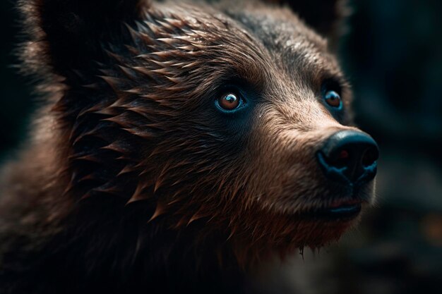 Little bear cub up close Generative AI