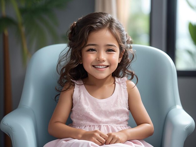 Little beautiful girl at the dentist smiling