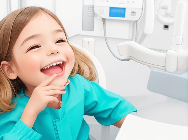 Little beautiful girl at the dentist smiling