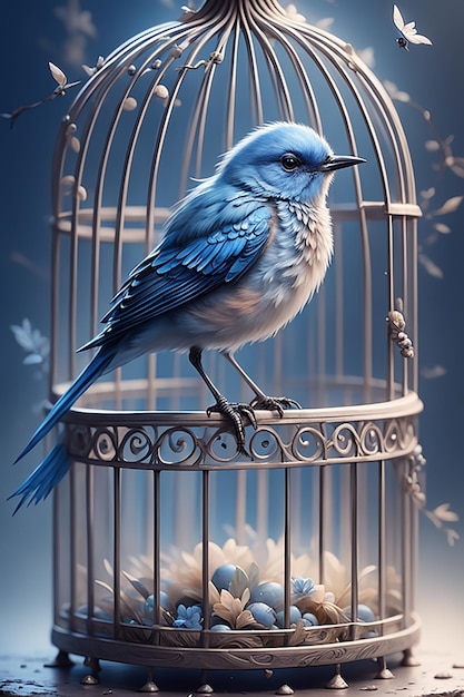 Little bird in a cage