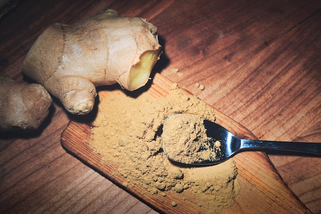 A little bit of ginger root and ginger powder
