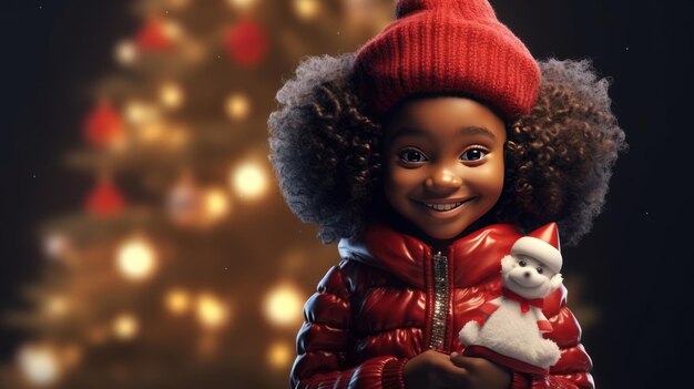 Little black girl dressed as Santa merry christmas