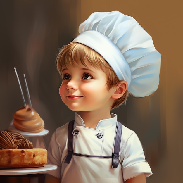 Little boy in chef uniform smiling