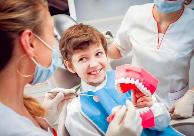 Little boy at the dental office.