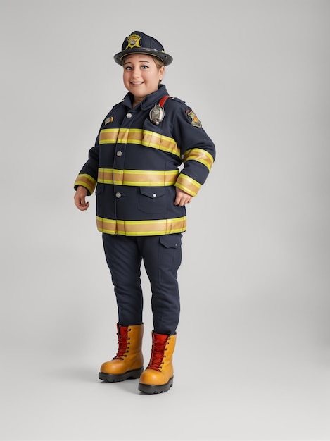 a little boy dressed as a firefighter