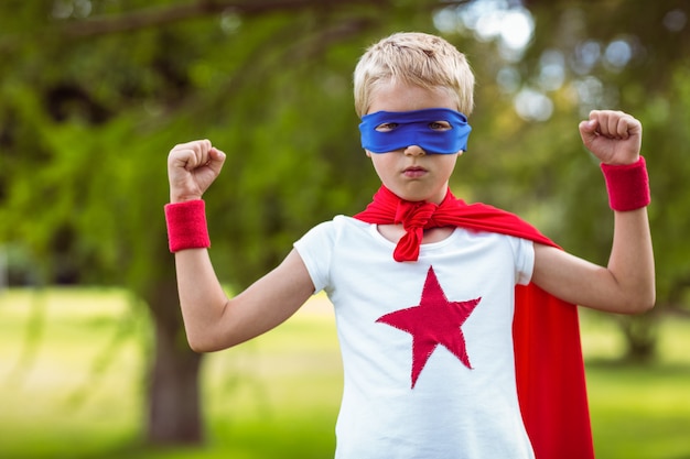 Little boy dressed as superman