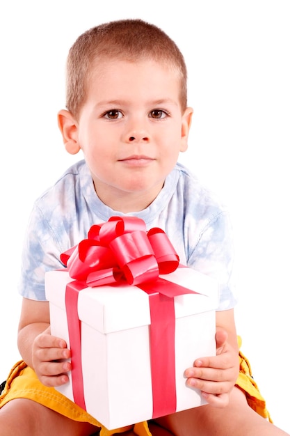 Little boy and gift