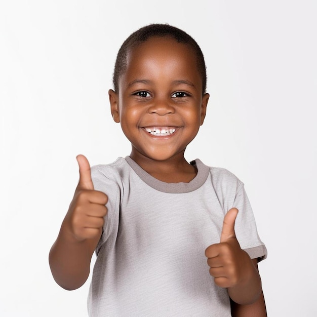 A little boy giving a thumbs up sign.