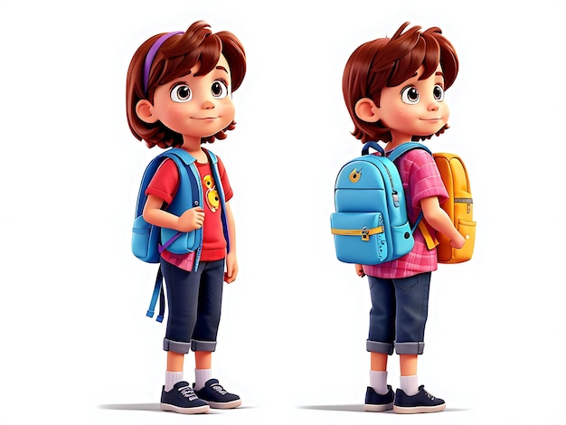 A little boy goes to school with bright backpack back to school concept generative AI