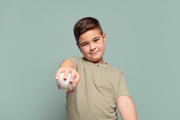 Little boy happy expression baseball concept