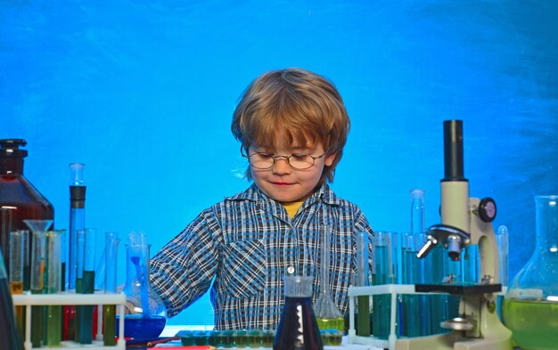 Little boy having a chemistry lesson