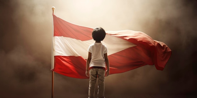 Маленький мальчик с австрийским флагом