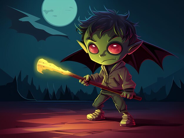 Little Boy Holding a Bat with a Bat Vector Colorful Cartoon Illustration
