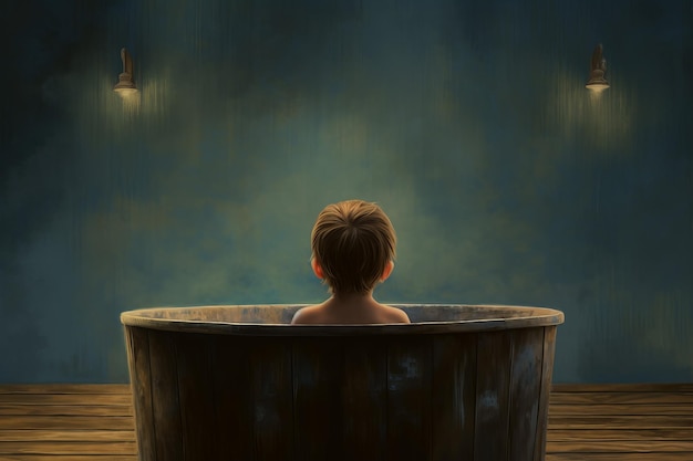 Little boy jacuzzi spa Generate Ai