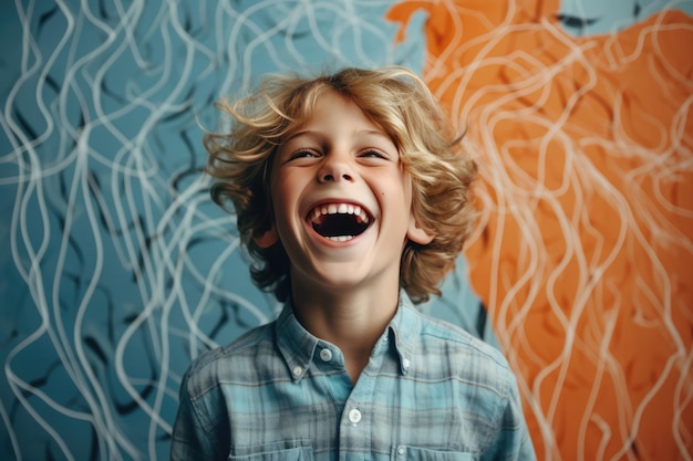 Little boy laughing and having fun